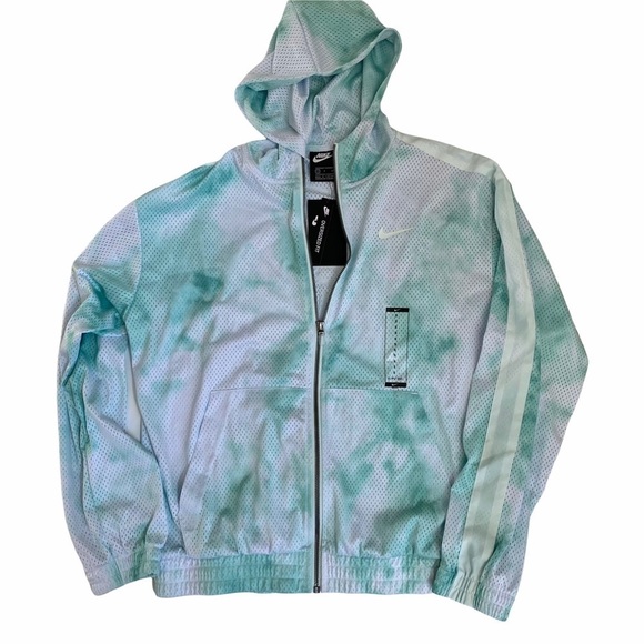 Nike Sportswear Icon Clash Zip Front Hoodie Jacket Green Tie Dye Sz Small - Picture 2 of 9